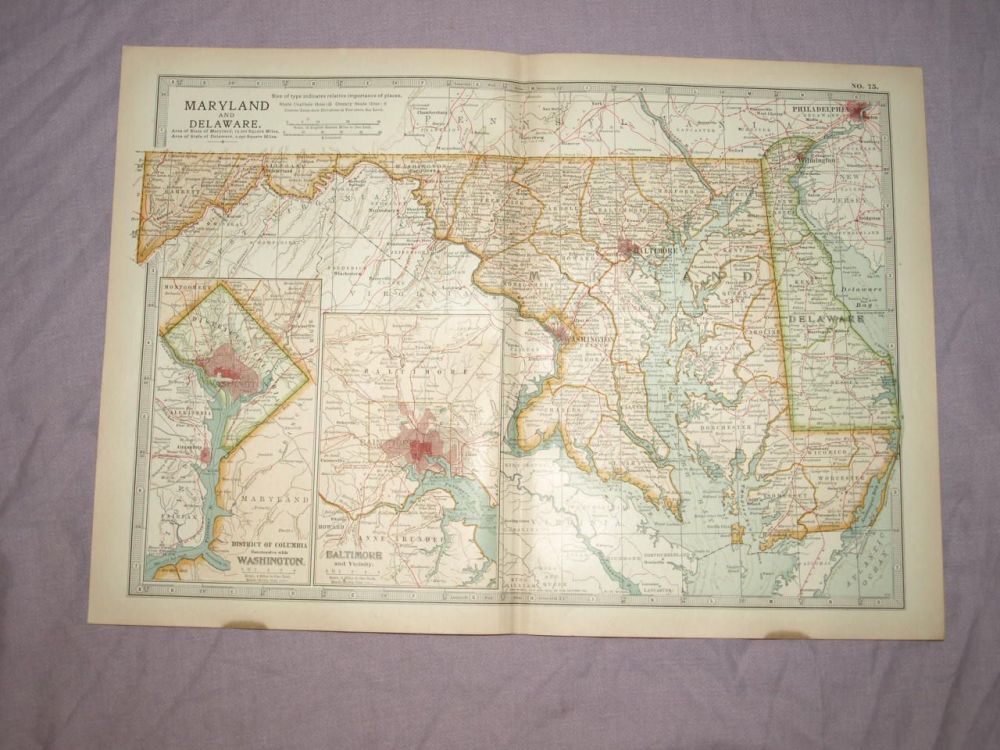 Map of Maryland, Delaware & District of Columbia, 1903.