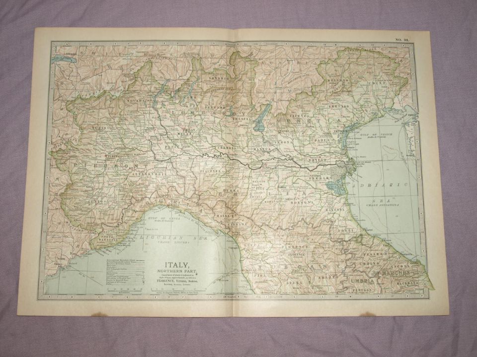 Map of Italy, Northern Part, 1903.