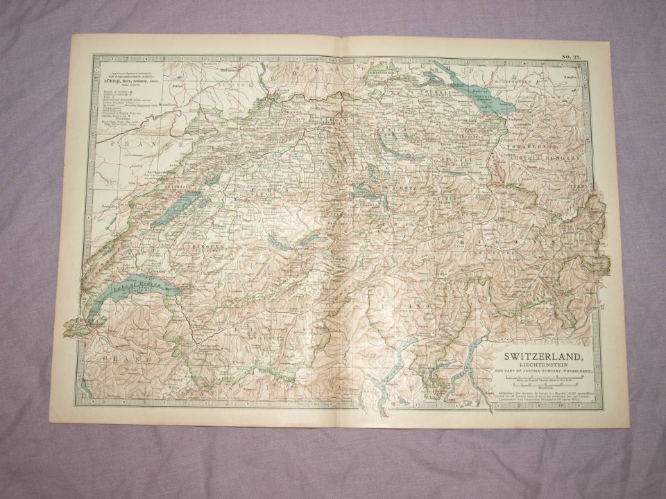 Map of Switzerland and Liechtenstein, 1903.