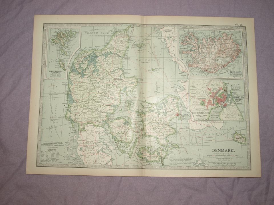Map of Denmark and Iceland, 1903.