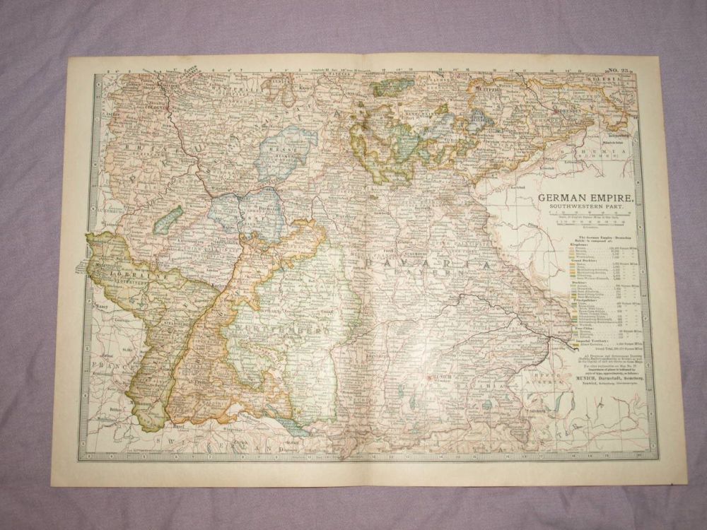 Map of German Empire, Southwestern Part, 1903.