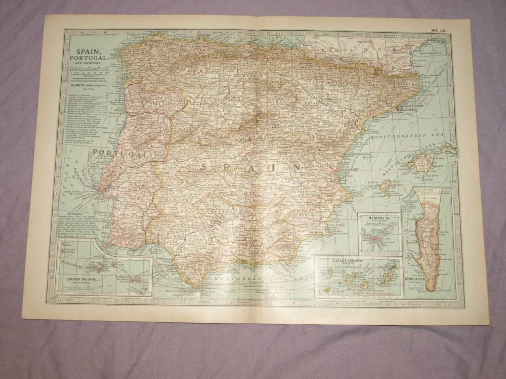 Map of Spain, Portugal and Andorra, 1903.