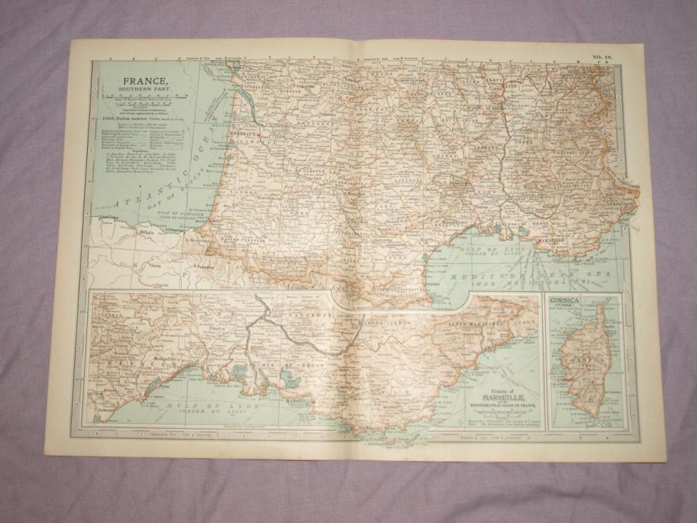 Map of France, Southern Part, 1903.
