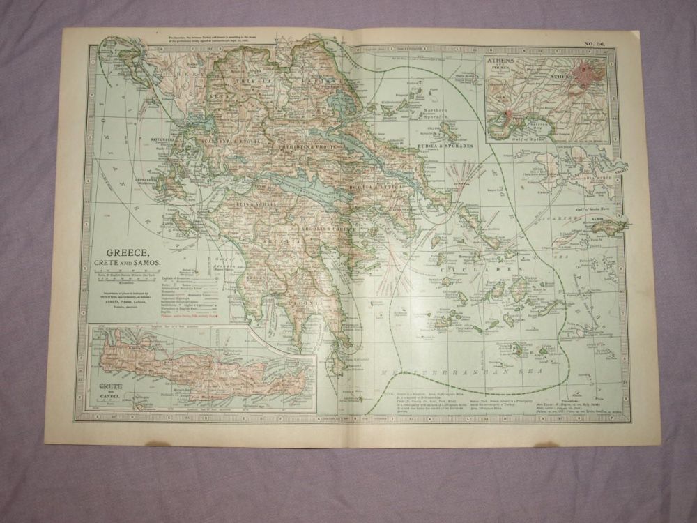Map of Greece, Crete and Samos, 1903.
