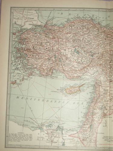 Map of Turkey in Asia with Russian Trans-Caucasia, 1903. (2)