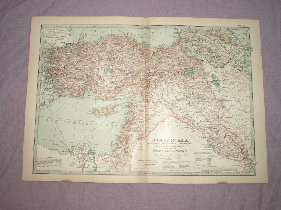 Map of Turkey in Asia with Russian Trans-Caucasia, 1903.