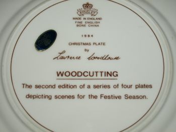 Aynsley Christmas Plate 1984, Woodcutting. (5)