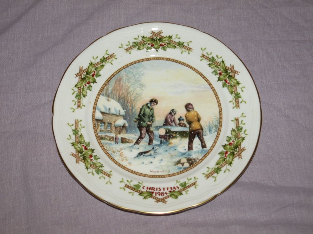 Aynsley Christmas Plate 1984, Woodcutting.