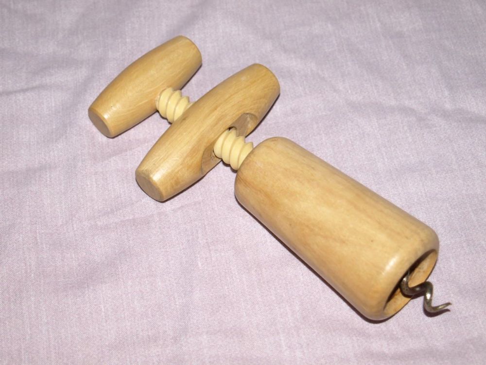 Wooden Twin Handled Rotary Pressure Cork Screw.