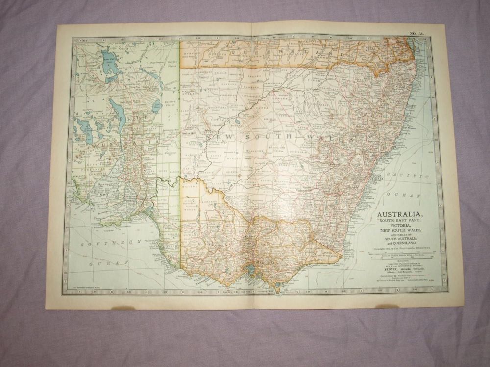 Map of Australia, South East Part, 1903.