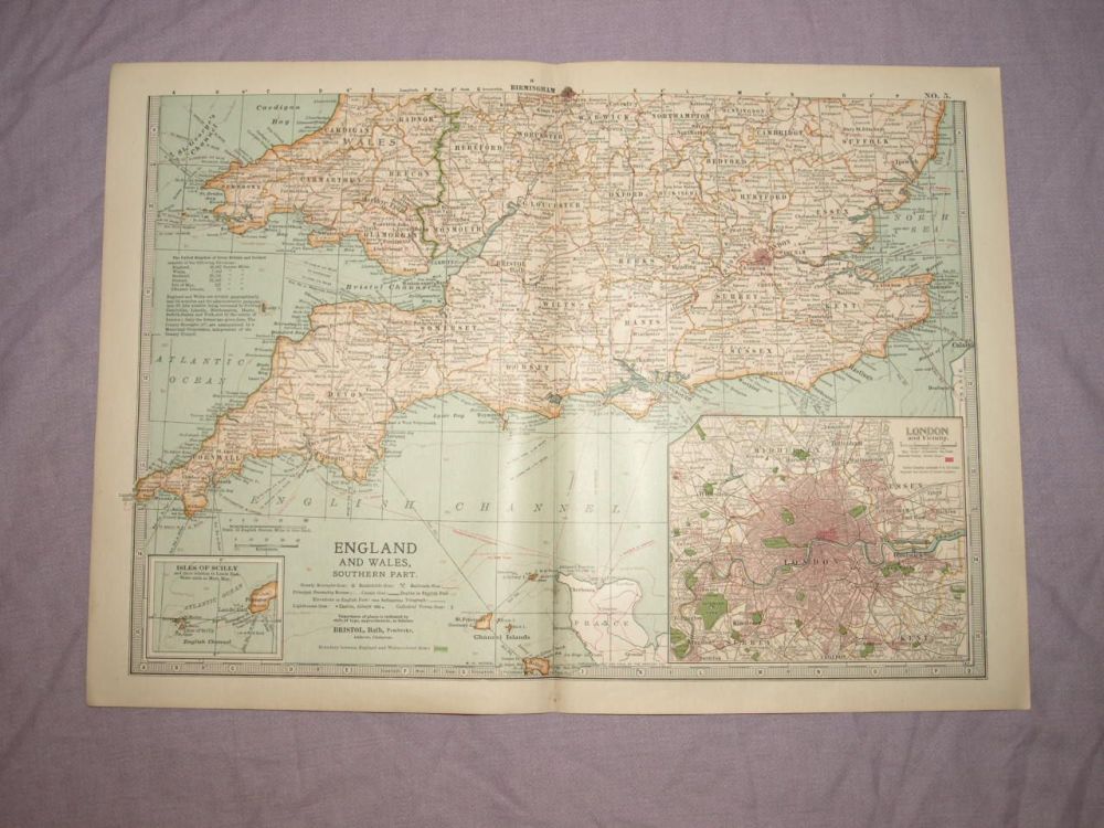 Map of England and Wales, Southern Part, 1903.