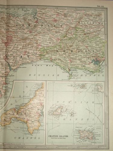 Map of Cornwall, Devon, Dorset &amp; Channel Islands, 1903. (3)