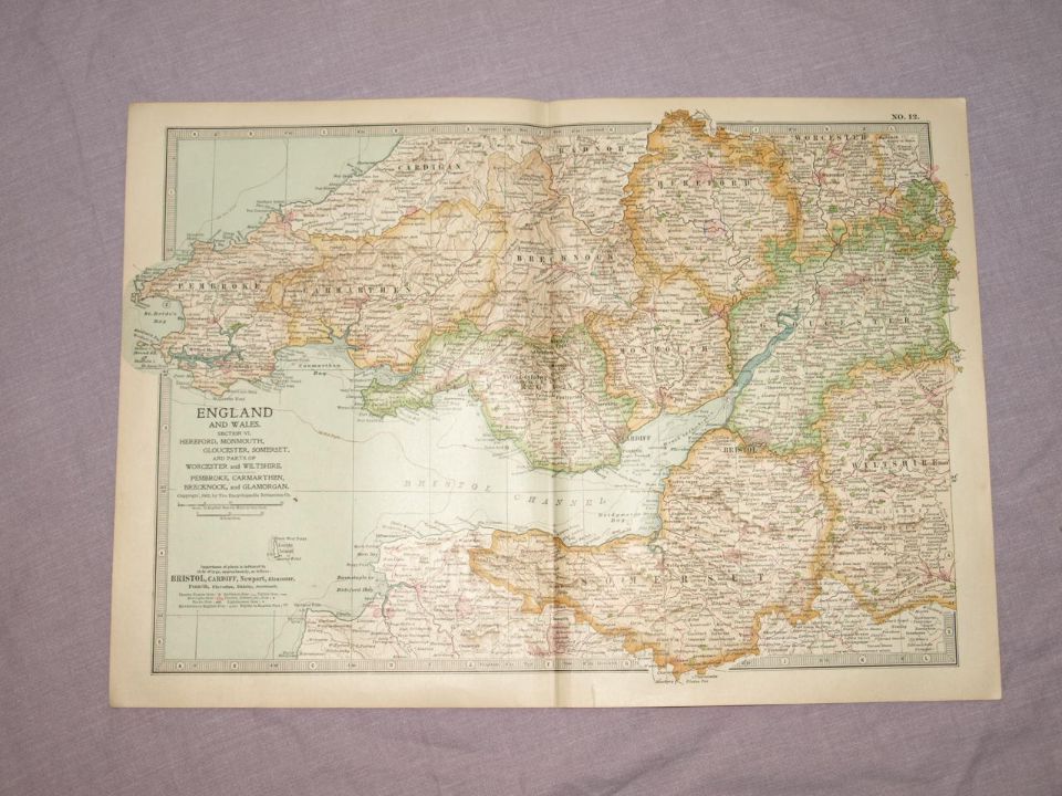 Map of South Wales and the West of England, 1903.