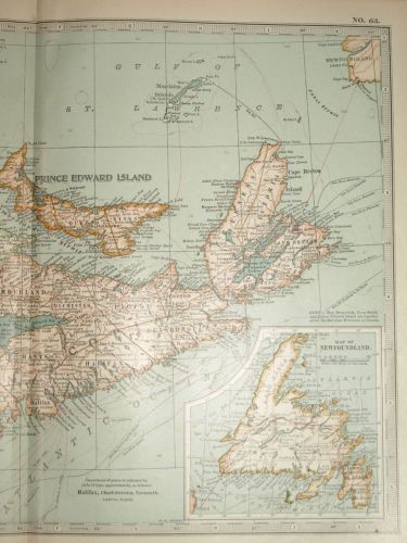Map of New Brunswick, Nova Scotia and Prince Edward Island, with Newfoundla