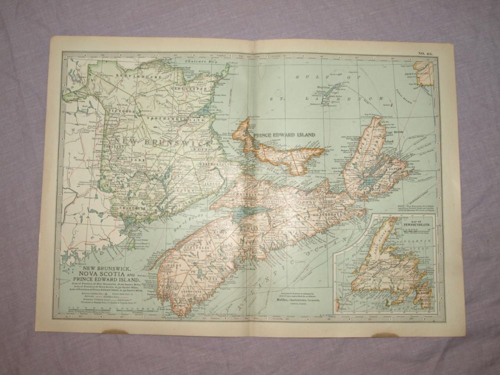 Map of New Brunswick, Nova Scotia and Prince Edward Island, with Newfoundland, 1903.