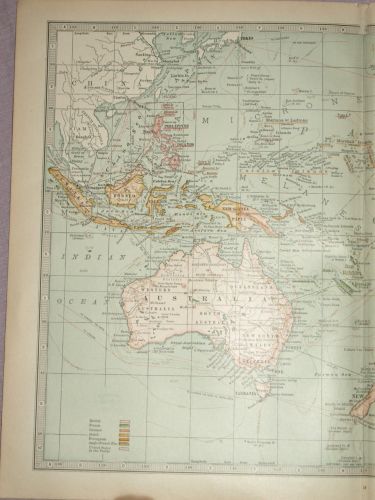 Map of Oceanica, Australia, New Zealand, Pacific Islands, 1903. (2)