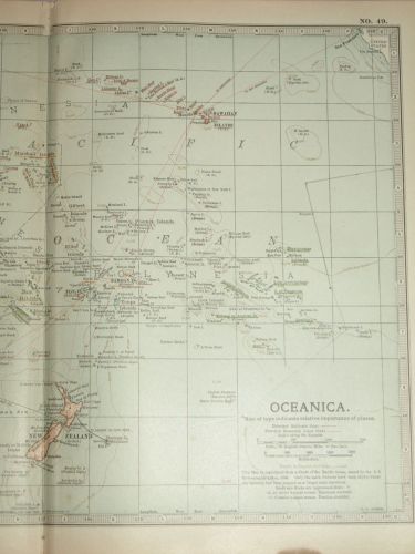 Map of Oceanica, Australia, New Zealand, Pacific Islands, 1903. (3)
