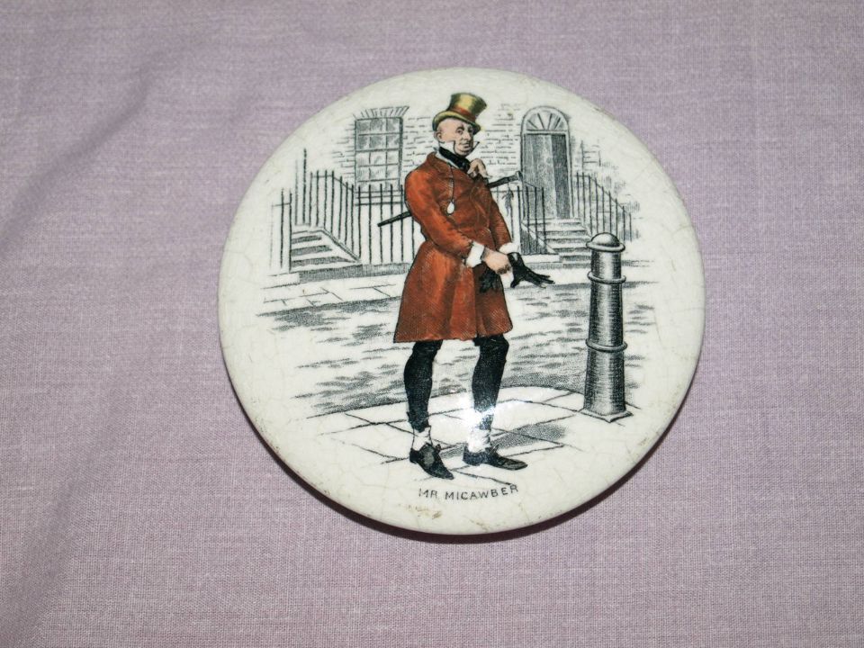Charles Dickens Character Mr Micawber Pot Lid.