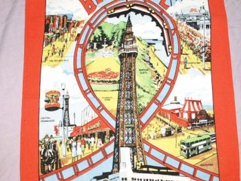 Vintage Blackpool Souvenir Tea Towel. (3)