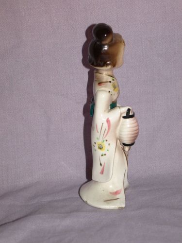 Vintage Kitsch China Figure Oriental Lady Holding a Lantern. (2)