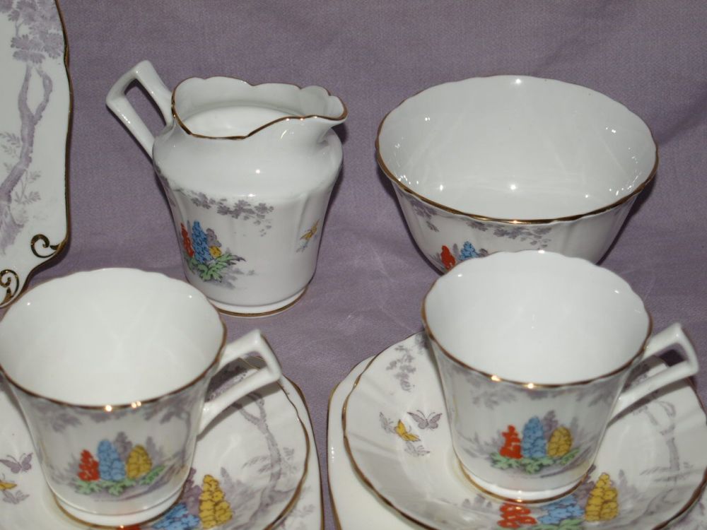 Vintage New Chelsea Sherwood Bone China Tea Set for Six. 21 Piece.