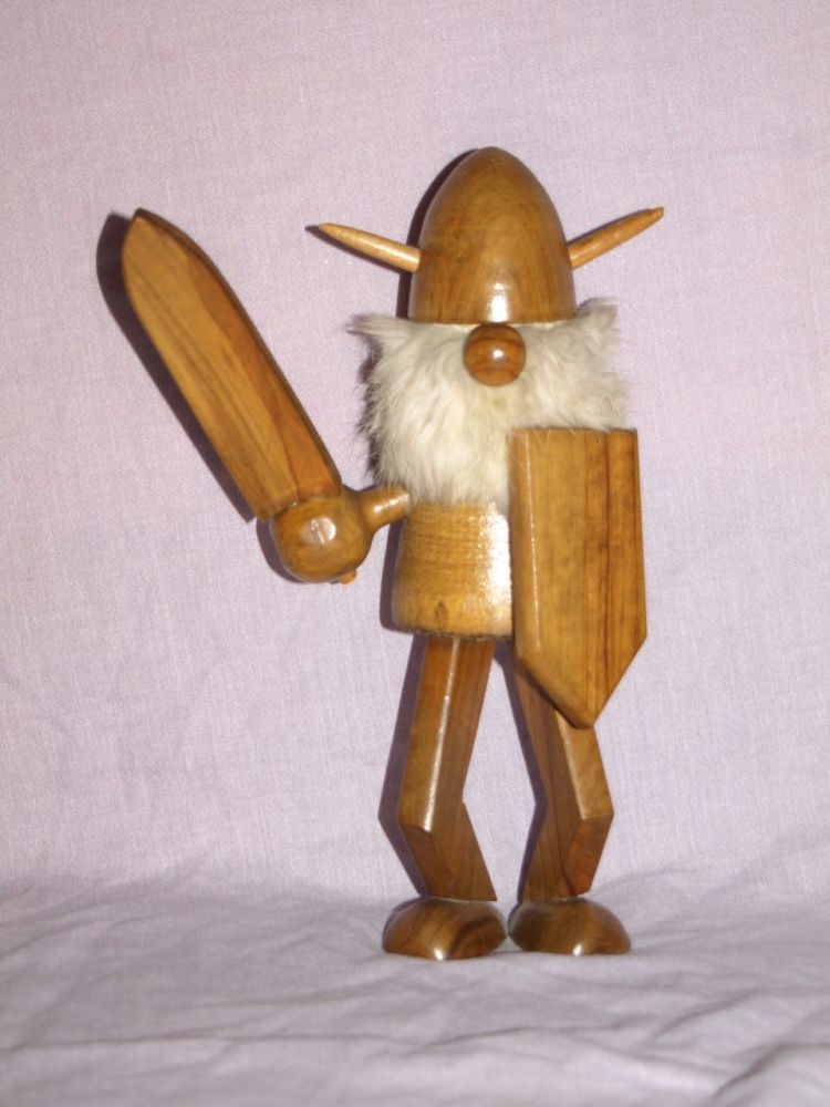 Vintage Wooden Viking Figure.