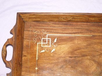 Hardwood Serving Tray With Brass Inlay (2)