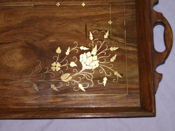 Hardwood Serving Tray With Brass Inlay (3)