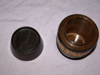 Porcupine Quill Lidded Pot in Shape of a Barrel. (2)