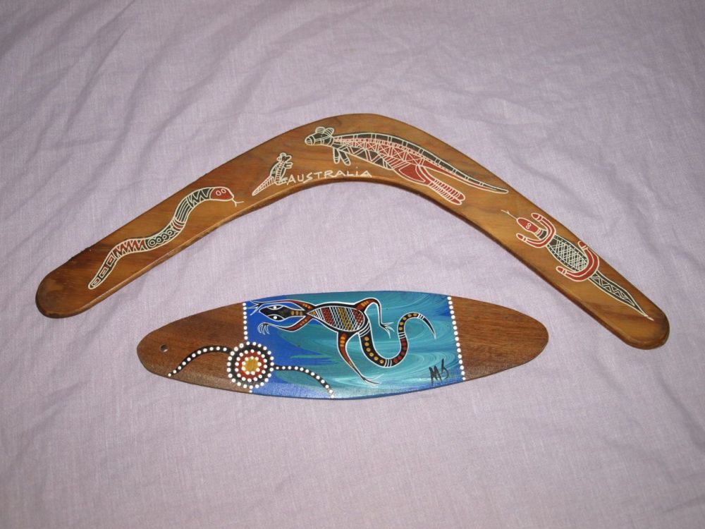 Australian Souvenir Boomerang and Bullroarer.