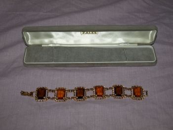Sarah Coventry Gold Colour and Amber Glass Bracelet. (2)