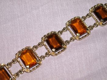 Sarah Coventry Gold Colour and Amber Glass Bracelet. (3)