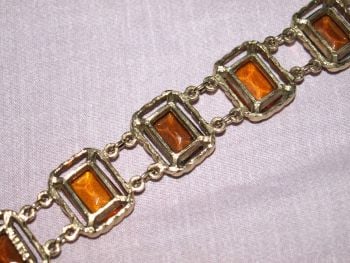 Sarah Coventry Gold Colour and Amber Glass Bracelet. (5)