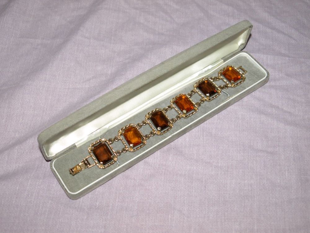 Sarah Coventry Gold Colour and Amber Glass Bracelet.