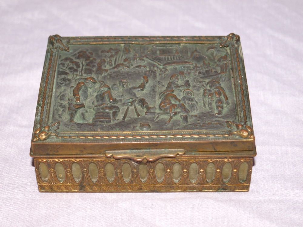 Late Victorian Trinket Box, Repousse Lid.