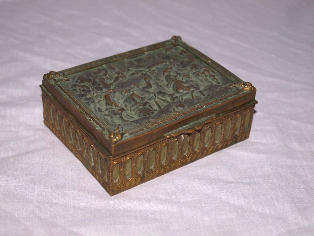 Late Victorian Trinket Box, Repousse Lid.