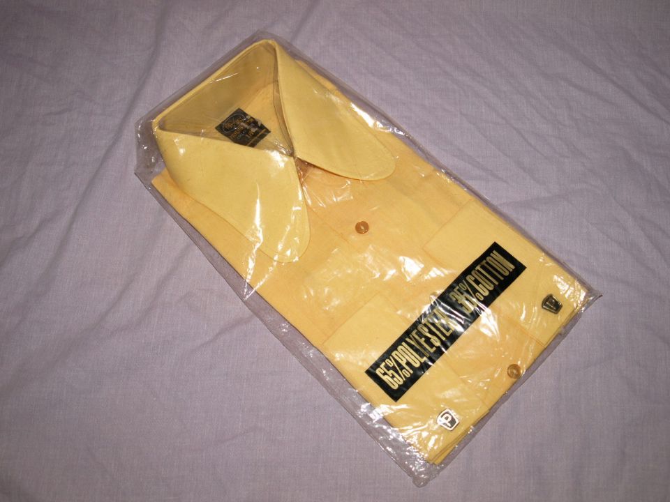 Vintage 1970s Yellow Round Collar Shirt, New!!!
