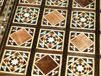 Inlaid Wooden Folding Backgammon, Chess and Draughts Board. (7)