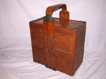 Vintage Chinese Wooden 2 Tiered Wedding Basket. (2)