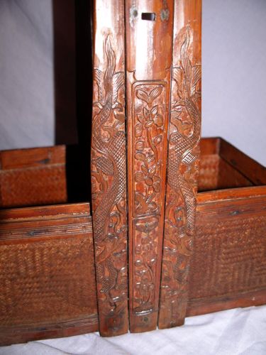 Vintage Chinese Wooden 2 Tiered Wedding Basket. (7)