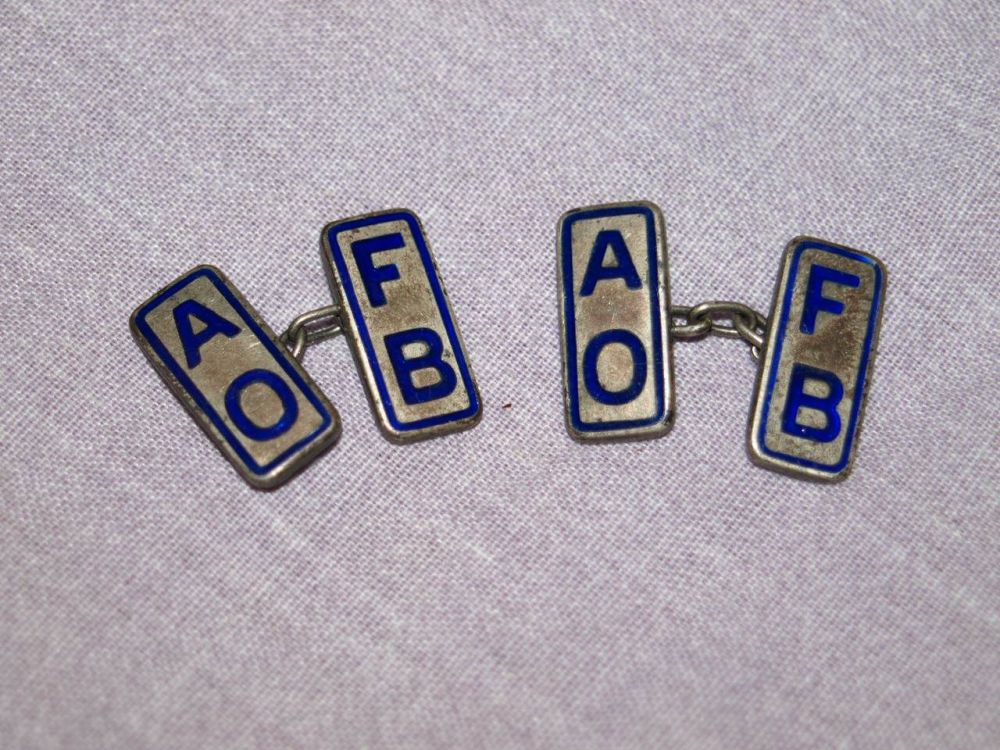 AOFB Silver & Enamel Cufflinks. Ancient Order of Froth Blowers.