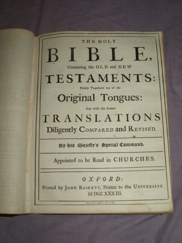 Holy Bible, Richard Ware &amp; John Baskett Edition, 1733. (9)