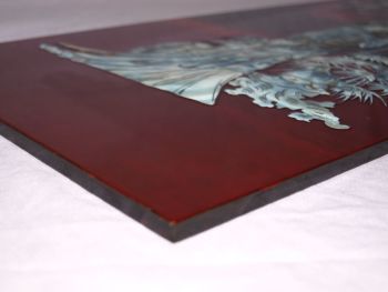 Chinese Lady Red &amp; Black Lacquer Picture Panel with Mother of Pearl Inlay (
