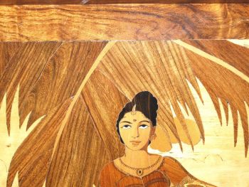 Large Marquetry Picture of an Asian Lady. (2)