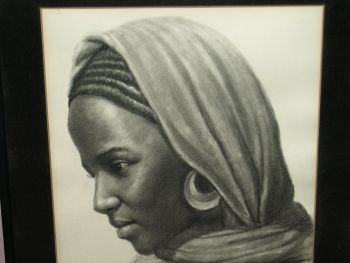 Ethiopian Woman Pencil Drawing by Adis Gebru (2)