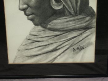 Ethiopian Woman Pencil Drawing by Adis Gebru (3)