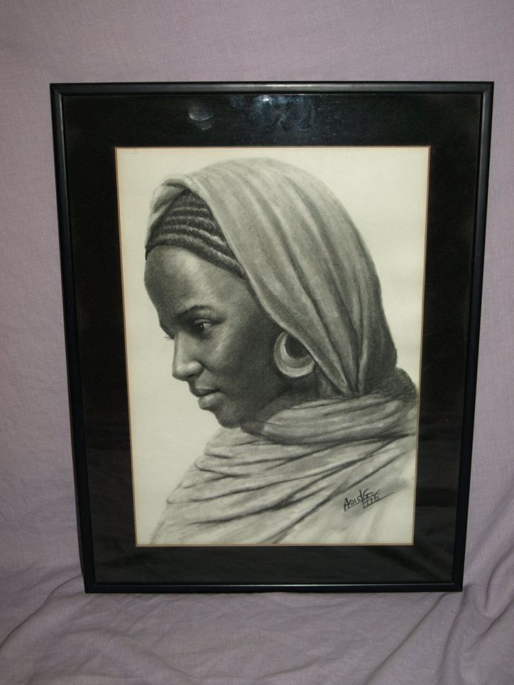 Ethiopian Woman Pencil Drawing by Adis Gebru