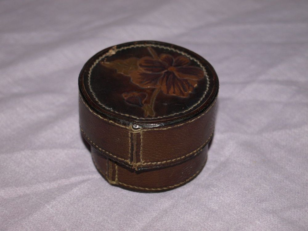 Vintage Round Leather Stud Cufflink box.