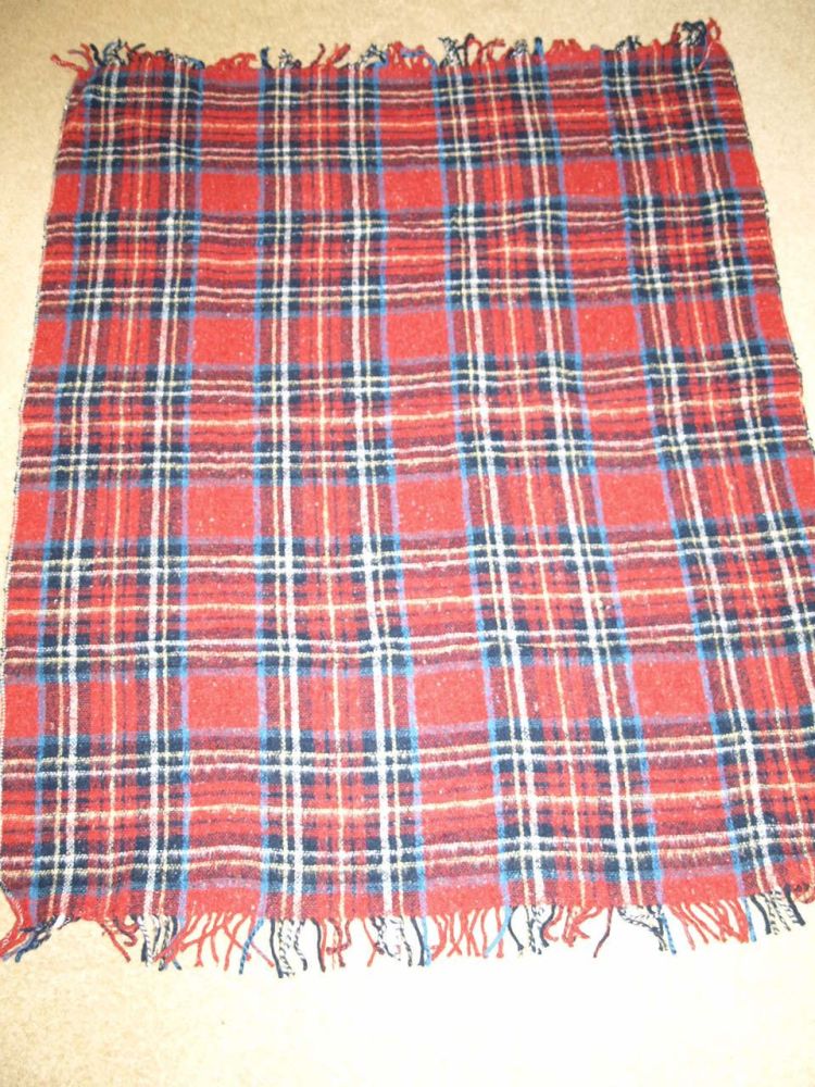 Vintage Wool Tartan Travel Rug, Picnic Blanket.