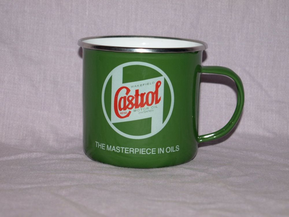 Castrol Motor Oil, Green Enamel Mug.
